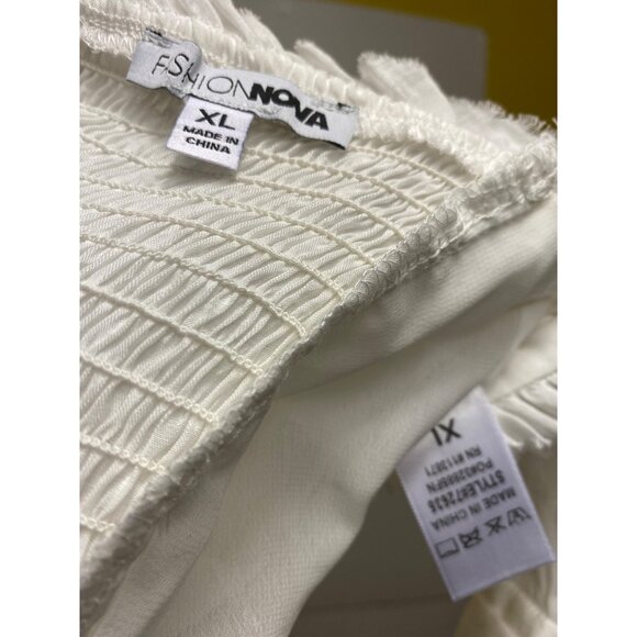 White Crop‎ Top Ruffles Fashion Nova XL Sexy Western Pinup Daisy Duke Summer Hot - Picture 3 of 3